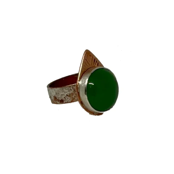 Copper ring with green aventurine stone