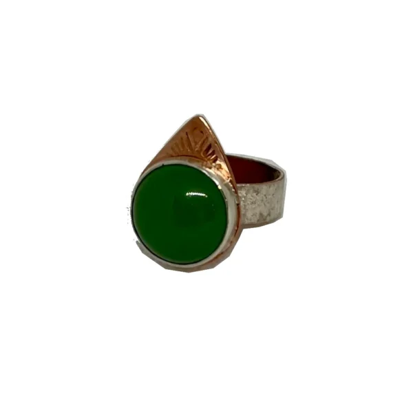 Copper ring with green aventurine stone