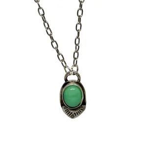Sterling silver necklace with chrysoprase stone