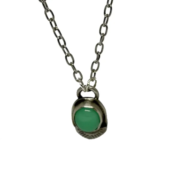 Sterling silver necklace with chrysoprase stone