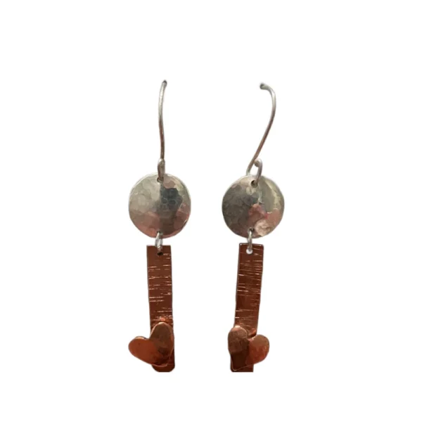 Silver and copper earrings
