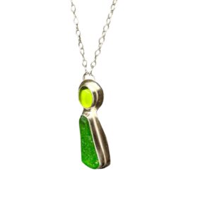 Green Sea glass and peridot necklace