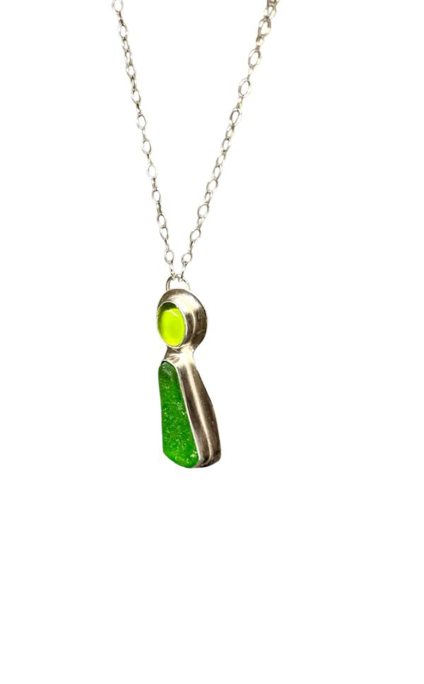 Green Sea glass and peridot necklace