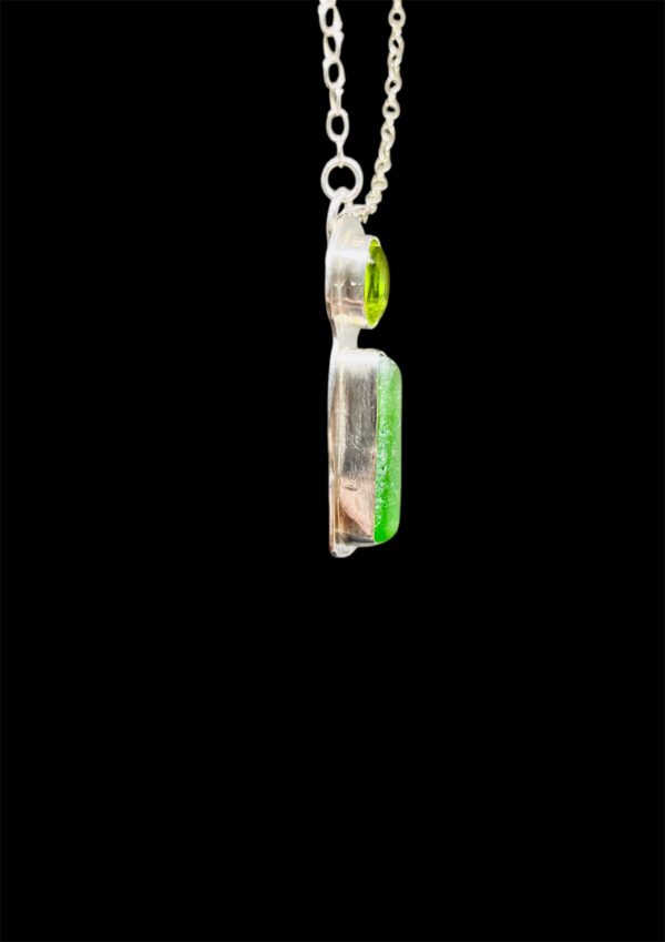 Green Sea glass and peridot necklace - Image 2