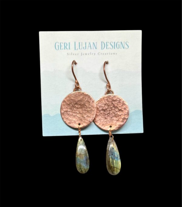 Copper and labradorite drop earrings - Image 2