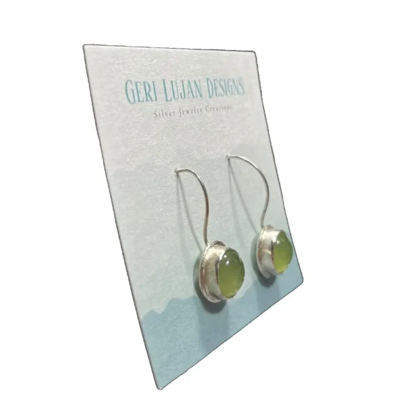 Sterling silver green calcedony earrings