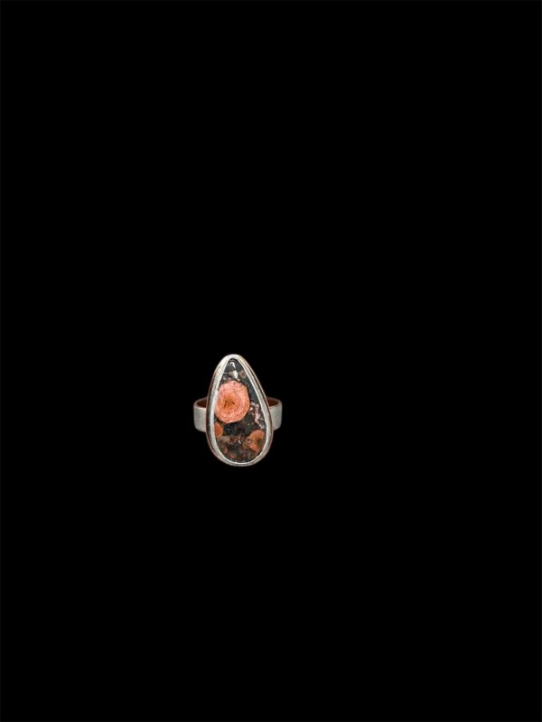 Copper ring with peanut obsidian stone - Image 3