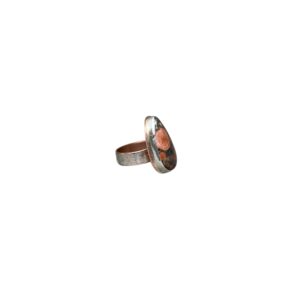 Copper ring with peanut obsidian stone