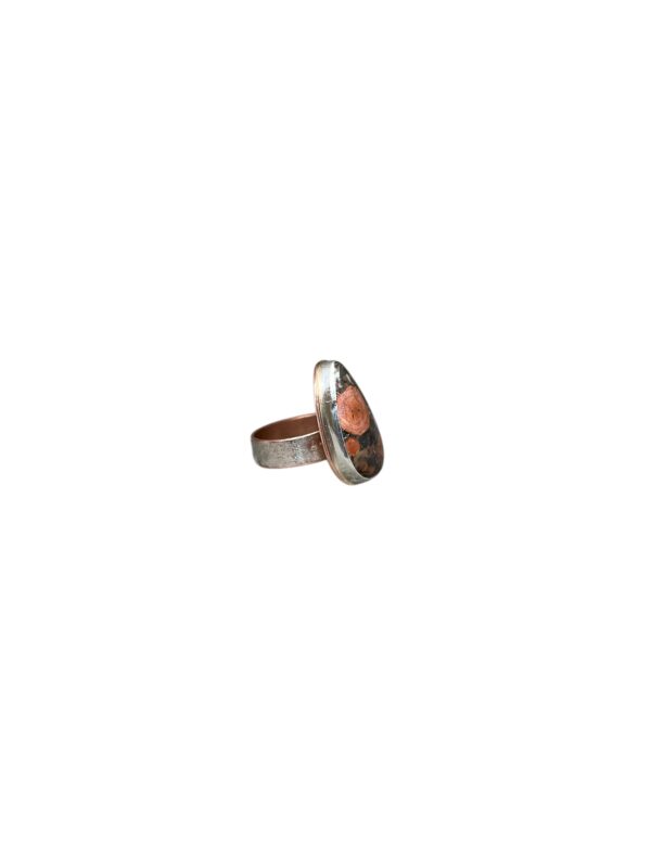 Copper ring with peanut obsidian stone